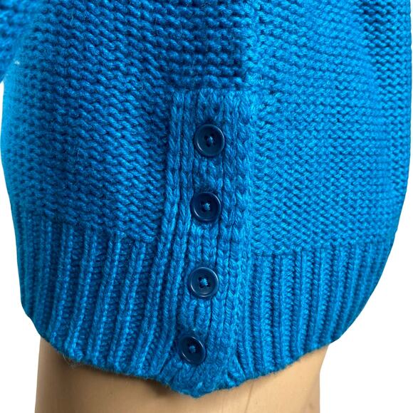 Anthropologie Moth Wool Angora Blue Side Button Raglan Pullover Sweater SZ M - Picture 4 of 9